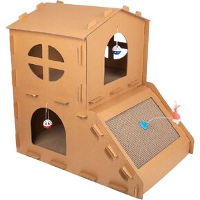 Cat House - Catboard Cat House مع منصات الخدش والألعاب والنعناع البسيط - منازل القطط متعددة المستويات للقطط الداخلية والقطط والحيوانات الصغيرة من قبل صانع الحيوانات الأليفة
