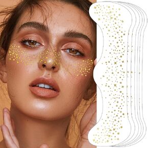 Frecles Glitter Face Tattoo - 6 PCS Gold Makeup speckles ، Plow Up Patches for Face