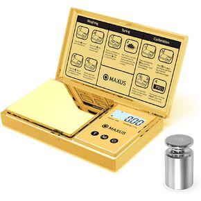 Maxus Digital Gram Scale 200G × 0.01G مع أوزان المعايرة 100G