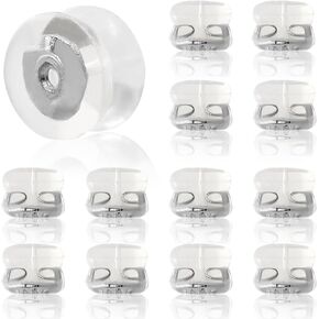 16 جهاز كمبيوتر مريح 18 كيلو قفل الذهب قفل ظهور - 16 PC بدائل السيليكون hypoallergenic للأزرار والأقراط الثقيلة ، مثالية للآذان الحساسة - الفضة