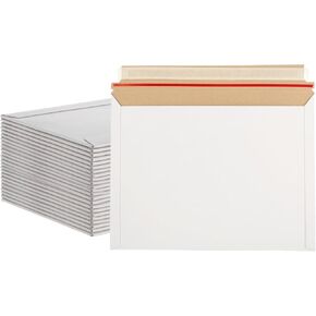 100 Pack 12x9 Inch Self Seal Cardboard Mailing Envelopes, 450 GSM Stay Flat Mailers for CD, Photos, Document, Pictures, Papers, Files, White
