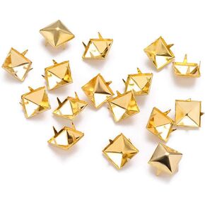 200 pcs 10mm مربع مسمار المسامير المعادن الشرير أربعة الفك بقع بقع الهرم أزرار الأزرار لأحذية حقائب الملابس (الذهب)