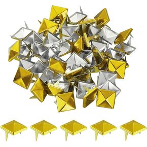 UXCELL 80 PCS هرم مسامير للملابس ، مسامير مربعة 2 ملم مربعة ، أزرار هرم معدنية خضراء ، بقع روك روك بانك للأحذية الجلدية للملابس