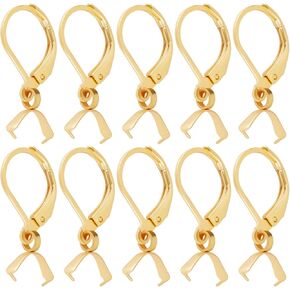 Beebeecraft 1 Box 50pcs French French Contring Hooks Felet Steel Leverback Everring Hears with Pendant Bails Silver Consring Supplies for Jewelry Making