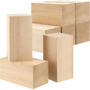8pcs 6 × 3 × 3 بوصة كتل باسود كبيرة ، كتل نحت خشبية ، كتل خشبية غير مكتملة للحرف اليدوية ، مشروع DIY