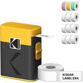 KODAK Label ERA M50 Label Maker Machine Bundle, Yellow (1 Roll Sticker Label & 12 Rolls Set)