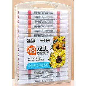 BaoKe MP2921 Acrylic Double headed Mark Pen Quick Drying Waterproof Color Brush Set for Art Students with Handdrawn Graffiti Brush DIY Acrylic Pigment (24)