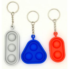 سلسلة مفاتيح Pop Fidget، حشوة تخزين للعطلات، سلسلة مفاتيح على الظهر، سلسلة مفاتيح Push Pop الحسية، ألعاب فيدجيت صغيرة بسيطة - 3 عبوات، باستيل، وردي، صبغة ربط، متعددة الألوان