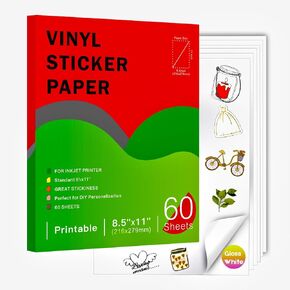 Ruibytree 30 Sheets 8.5x 11inch Clear Vinyl Self-Adhesive Label Paper, Waterproof Transparent Label Compatible with Inkjet Printers, Tear Resistant, Easy to Peel, Good Adsorption