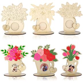 الحرف اليومية للأمهات liubujingying للأطفال 6 مجموعات عيد الأم DIY إطار الصورة الزهور الحرف اليدوية غير المكتملة