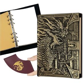 DND Dragon Journal Notebook ، كتاب فريد من 400 صفحة مع 3D مقصور من الجلد القابل لإعادة الملء 6 حلقات للملحقات الأبراج المحصنة و Dragons/D&D هدايا Nerdy DM & Players RPG Lovers