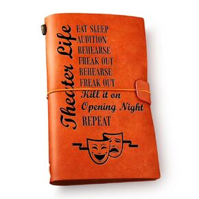 NGAEAK Theatre Life Leather Journal Notebook, Theater Gift Ideas, Gifts for Drama Students Actor Actress Engraved Leather Travel Journal for Birthday Graduation Christmas