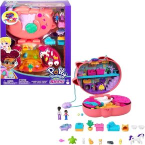 Polly Pocket من بطولة Shani Cuddly Cat Pres ، موضوع Pet Vet مع 2 دمى صغيرة و 18 ملحقات ، ميزة Pop & Swap PEG ، هدية رائعة للأعمار 4 سنوات وأعلى ، HGT16