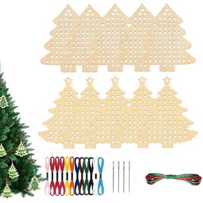 Shishiruyizhong 10 PCS Cross Cross Kits - Christmas Cross Stitch Diy Hanging Decorations and Tree Pendants for Kids