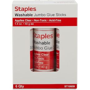 Staples 886374 غسول الغراء عصي Jumbo Clear 1.4 أوقية 6/حزمة (19959)