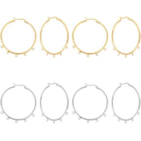 UniCraftale 8 PCS 2 Colorte 304 Huggie Hoogh Accorings Houps 12 Gauge Gauge Large أقراط DIY Hypoallergenic Huggie أقراط مع 5 حلقات للنساء DIY مجوهرات الصراد