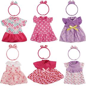 Babeside 12 pcs من ملابس الدمية Bitty وملحقات الدمية التي تم تعيينها لفتيات دمية صغير من 12 إلى 15 بوصة ، فستان دمية مع عصابة دمية ، لدمى Bitty 12-15 بوصة ، ألوان متعددة (دمى صغيرة غير متضمنة)