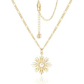 Cicy Bell 18k Gold Plated Necklace for Women Princess Cubic Zirconia Dainty Pendant Necklace Trend Jewelry Gift, 17.7" + 1.9" Extender