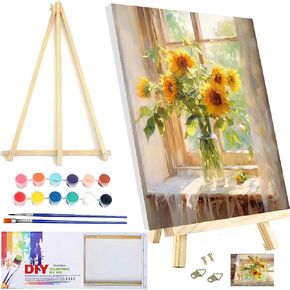 طلاء CraftyTime من أرقام أرقام للمبتدئين مع المبتدئين مع Flower ، Flower Easy Come Paint by Number Attons on Canvas ، DIY Acrylic Watercolor Paint by Number for Home Decor Gift 12x16 Inch