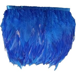 KOLIGHT Pack of 2 Yards Natural Rooster Hackle Feather Trim Fringe 4-6" in Width DIY Decoration (Purple)