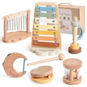 وعد فاتنة الخشب Xylophone الآلات الموسيقية مجموعات لعبة للأطفال ، Rattle Bell Montessori Cloud Toddler Music Percussion Toys ، هدايا عيد ميلاد عيد الميلاد للبنين الفتيات 3 سنوات+