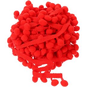 uxcell 10 Yards Pom Pom Ball Fringe Trim, Ribbon Sewing Accessory DIY Crafts for Home Curtain Clothes Pillow Decoration (12mm, Red)