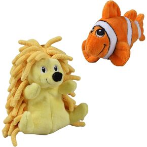 Smartpetlove Snuggle Puppy Tender -Tuffs Tiny Hedgehog و Clownfish Plush Dog Toys Bundle - Tough Animal Screaky Toysy