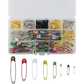 XGNG 500pcs Colorful Safety Pins Set with Storage Case for Clothing, Sewing, Crafts Size Pins Set Clothing Hangtag Snap Pins