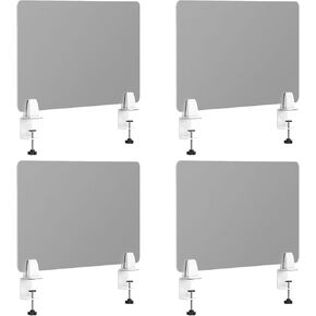 Desk Divider 4 Pcs Desk Privacy Panel 23.6''L x 15.8W'' Office Partitions Grey Acrylic Panel Pack of 4 Desk Divider Partition with Adjustable Universal Base