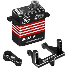 GOUPRC 9KG Full Metal Digital Digital مع قوس Mount Mount و 25T Servo Horn لـ 1/18 RC Crawler Redcat Ascent-18 Upgrade Parts Red