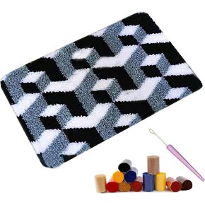 Gift2u مجموعة كبيرة من السجاد المزلاج ، 24 × 16 بوصة الطباعة الملونة DIY Craft Latch Hook Kits ، مختلف الأنماط طقم طفو