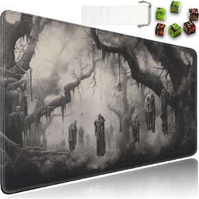 بالنسبة إلى MTG Playmat + Draphstring Travel Pouch + 6 Dice Counter ، من أجل لعبة Playmats لبطاقات تداول الطاولة أو لوحة الماوس ، ومطاط مضاد للانزلاق 24 × 14 في ، قبلة الهيكل العظمي لـ TCG Playmat (لا مع منطقة)