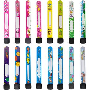 48 PCS Kids ID BRACELETS IDISTIONING WRISTBANDS معصم سيليكون مخصصة أساور تعريف مقاومة للماء قابلة للتعديل للبنين والبنات (متعدد الألوان)