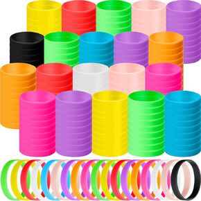 Junkin 200 Pieces Motivational Wristbands Bulk Inspirational Silicone Bracelet Colored Rubber Bracelets Positive Bracelets Gifts for Students Kids Teens Teachers Coworker Employees (Simple)