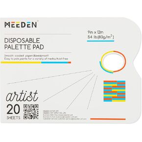 لوحة ورق Meeden Plate Paper: 9 "X12" ، 20 ورقة (54 رطل/80gsm) ورقة لوحة الطلاء - ورقة خلط الطلاء المتاح للبالغين رسم الرسامين