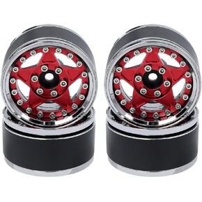 الألومنيوم 1.9 "عجلات Beadlock Rims إزاحة قابلة للتعديل لـ 1/10 TRX4 AXIAL SCX10 II 90046 SCX10 III AXI03007 SCX10 Pro Redcat Gen8 RC Crawler Upgrade (Red)