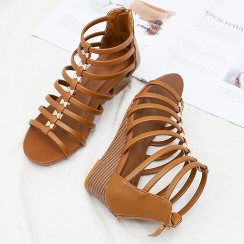 Gladiator Wedge Sandals for Women Summer Roman Flat Sandals Strappy Beach Sandals in Saudi Arabia