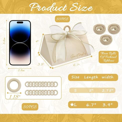 GLGHMH Wedding Candy Boxes, Beige Wedding Favor Boxes Chocolate Treat Gift Boxes,with Wooden Beads and Ribbon,for Wedding Bridal Shower Baptism Baby Shower Birthday Party Decoration Supplies(20pcs,S) in Saudi Arabia