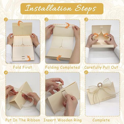 GLGHMH Wedding Candy Boxes, Beige Wedding Favor Boxes Chocolate Treat Gift Boxes,with Wooden Beads and Ribbon,for Wedding Bridal Shower Baptism Baby Shower Birthday Party Decoration Supplies(20pcs,S) in Saudi Arabia