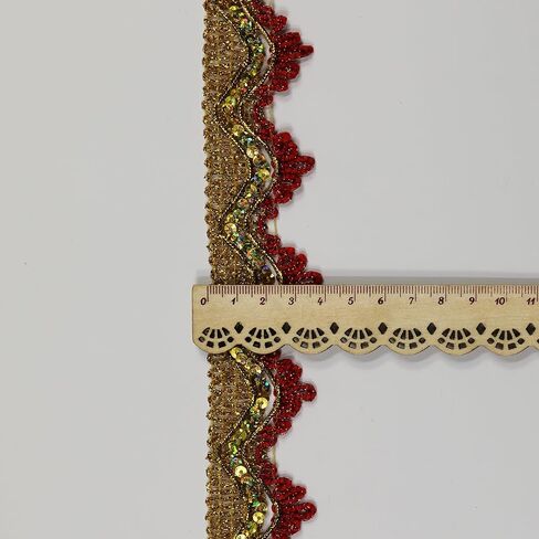 Length 14 Yards，Width 1.57 Inch, Gold Colors Sequins Lace Trim Craft Ribbon Decorated Gimp Trim for Performance Costumes or Jewelry, Crafts and Sewing. in Saudi Arabia