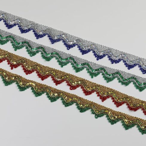 Length 14 Yards，Width 1.57 Inch, Gold Colors Sequins Lace Trim Craft Ribbon Decorated Gimp Trim for Performance Costumes or Jewelry, Crafts and Sewing. in Saudi Arabia