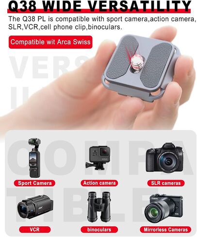 IFOOTAGE Action Camera Quick Release Set,Aluminium Alloy and PC,1/4" Screw Top Plate,Compatible with 38mm Acra Mount,Q38 SP in Saudi Arabia