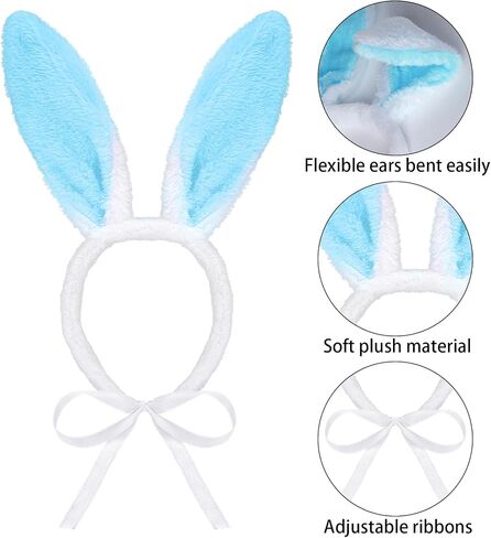 Easter Dog Bunny Ears عصابة رئيس الرأس من أذن الأرنب لأذن أذن للحيوانات الأليفة إكسسوارات الأزياء المضحكة (الأزرق الأبيض) in Kuwait