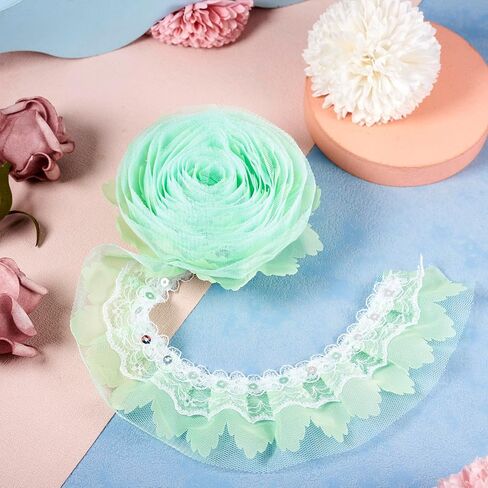 Fashewelry 2 طبقة urganza الدانتيل الأبيض تقليم 2.2 ياردة الشكوك الشكوك الشريط الدانتيل 2 بوصة القماش مطوي للخياطة الحرف الزفاف الزفاف in Kuwait