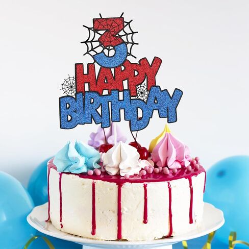 Spider Double-Sided Cupcake Topper - Number 3 Birthday Cake Decorations for Boys & Girls in Saudi Arabia