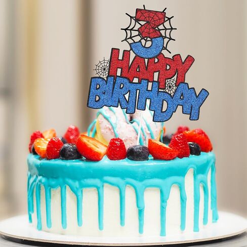Spider Double-Sided Cupcake Topper - Number 3 Birthday Cake Decorations for Boys & Girls in Saudi Arabia