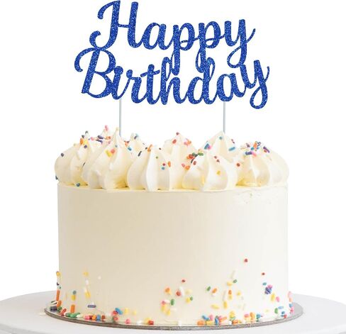 BEISHIDA Blue happy birthday Cake Topper, Happy Birthday Cake Bunting Decor,Birthday Party Decoration Supplies，Photo Booth Props in Saudi Arabia