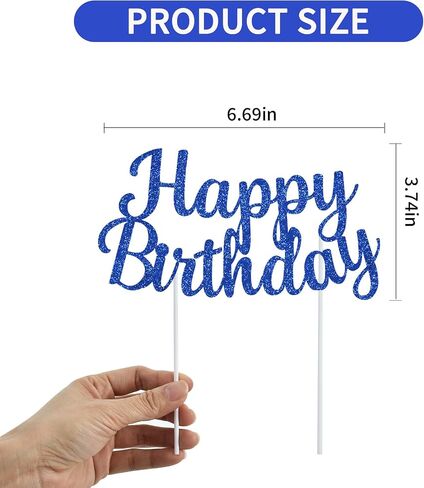 BEISHIDA Blue happy birthday Cake Topper, Happy Birthday Cake Bunting Decor,Birthday Party Decoration Supplies，Photo Booth Props in Saudi Arabia