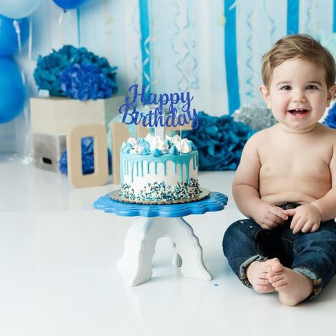 BEISHIDA Blue happy birthday Cake Topper, Happy Birthday Cake Bunting Decor,Birthday Party Decoration Supplies，Photo Booth Props in Saudi Arabia