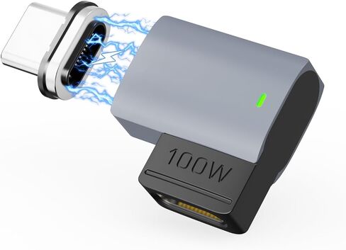 240W 90 Degree Magnetic USB C Adapter with 4 Connector Tips USB-C Adapter, Magnetic USB C Extender, USB4 40Gbps 8K 60Hz Compatible with Thunderbolt 3/4 MacBook Pro/Air 1adapters, 2 Plugs in Kuwait